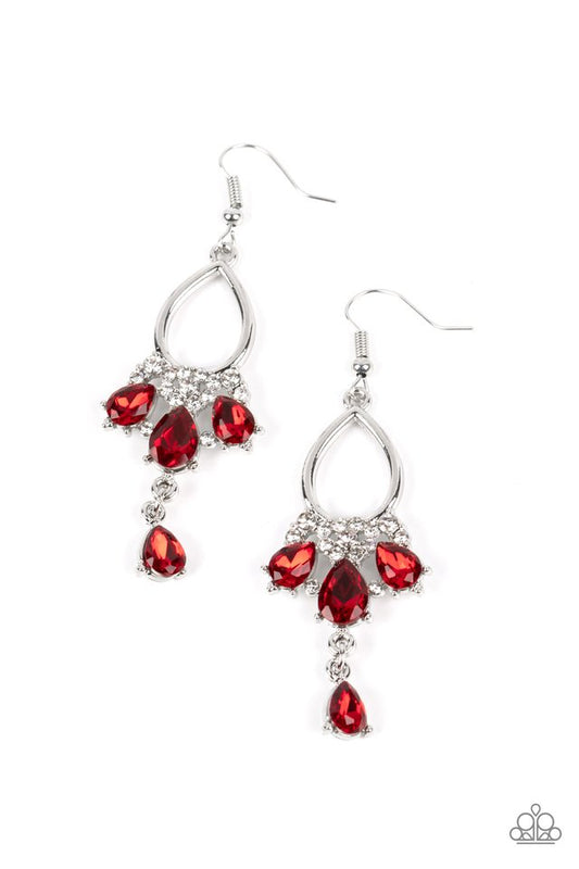 Coming in Clutch - Red - Paparazzi Earring Image