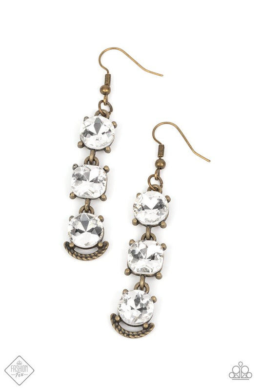 Determined to Dazzle - Brass - Paparazzi Earring Image