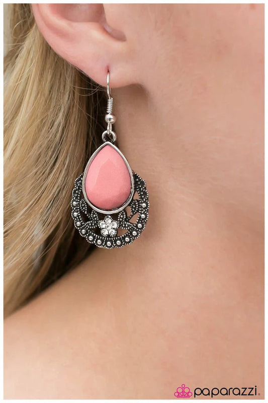 Paparazzi Earring ~ Home Sweet Home - Pink