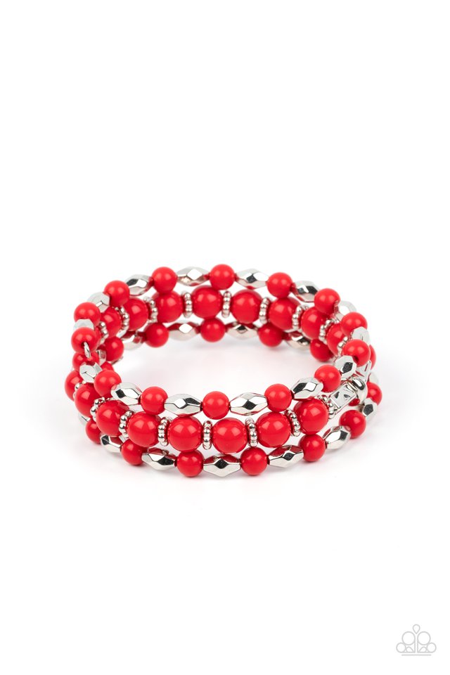 Colorfully Coiled - Red - Paparazzi Bracelet Image