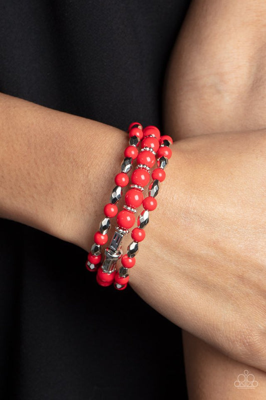 Colorfully Coiled - Red - Paparazzi Bracelet Image