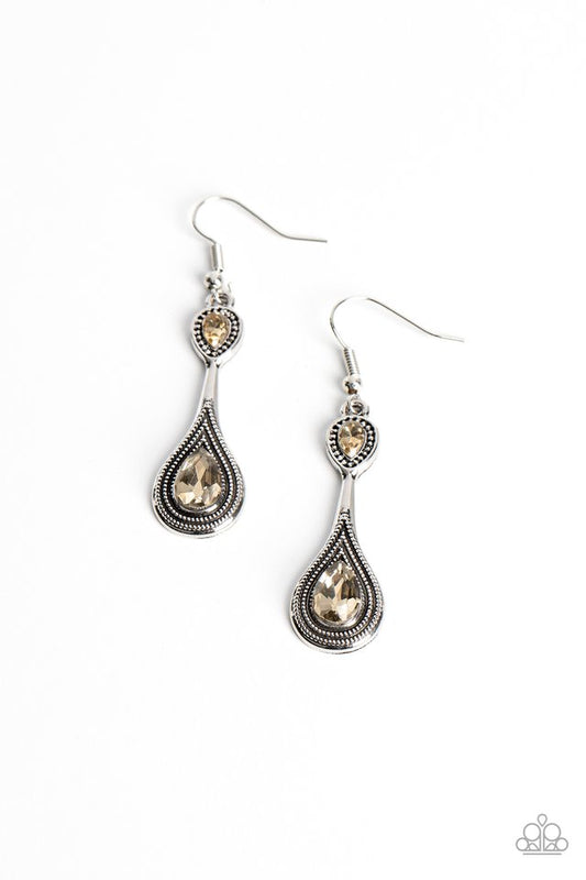 Dazzling Droplets - Brown - Paparazzi Earring Image