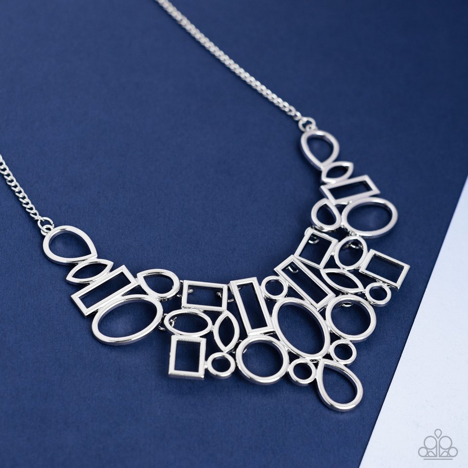 Geometric Grit - Silver - Paparazzi Necklace Image