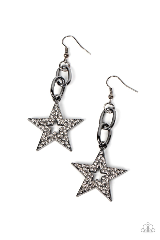 Cosmic Celebrity - Black - Paparazzi Earring Image