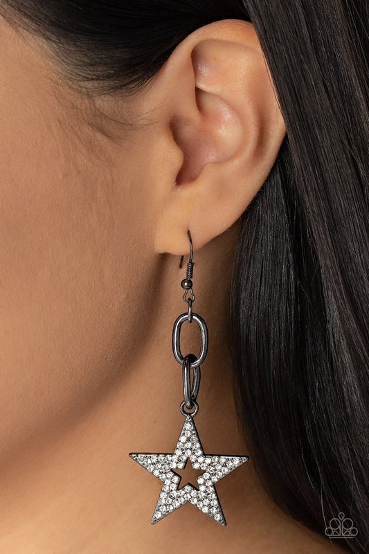 Cosmic Celebrity - Black - Paparazzi Earring Image