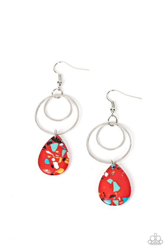 Terrazzo Tempo - Red - Paparazzi Earring Image