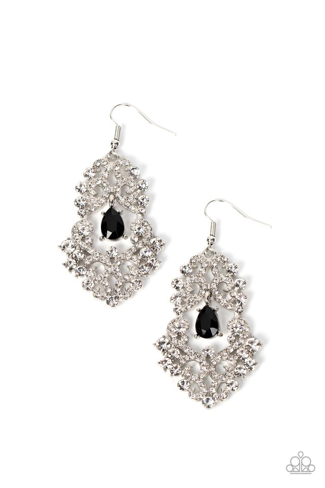 Sociable Sparkle - Black - Paparazzi Earring Image