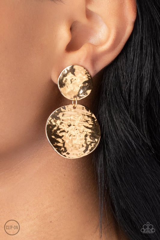 Rush Hour - Gold - Paparazzi Earring Image