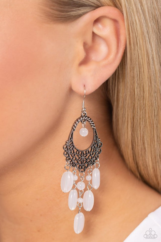 Botanical Escape - White - Paparazzi Earring Image