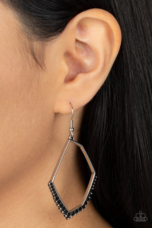 Bent on Success - Black - Paparazzi Earring Image