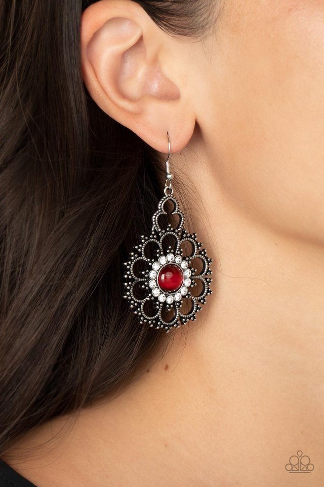 Floral Renaissance - Red - Paparazzi Earring Image