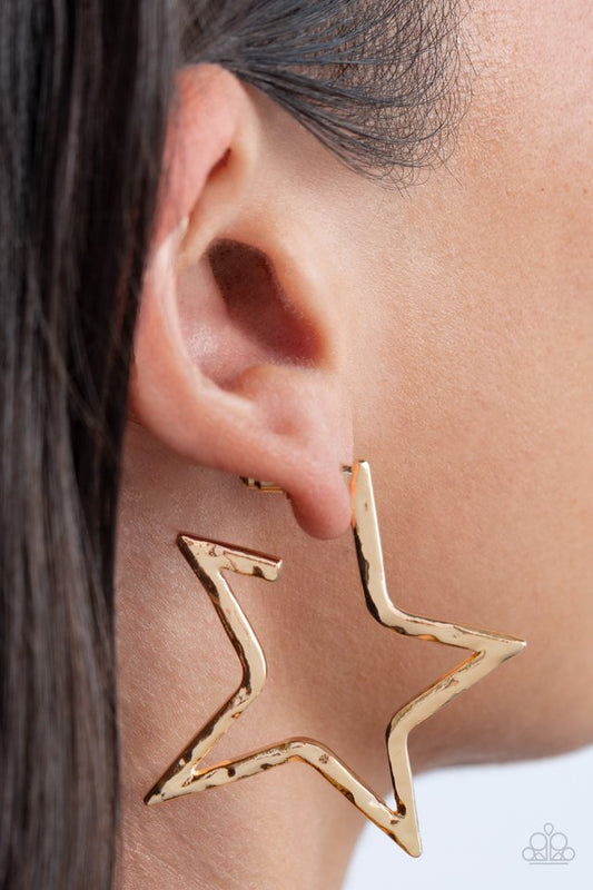 All-Star Attitude - Gold - Paparazzi Earring Image