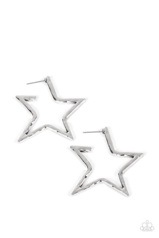 All-Star Attitude - Silver - Paparazzi Earring Image