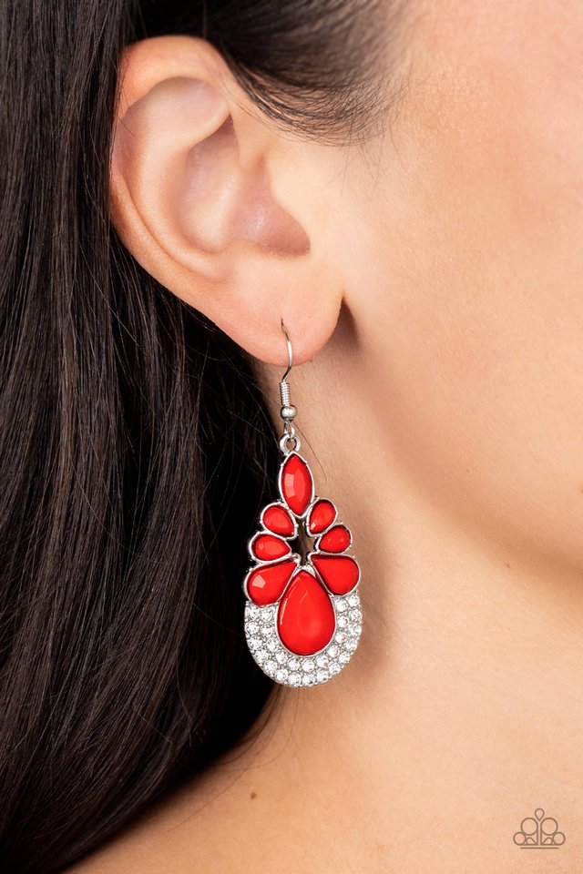 Beachfront Formal - Red - Paparazzi Earring Image