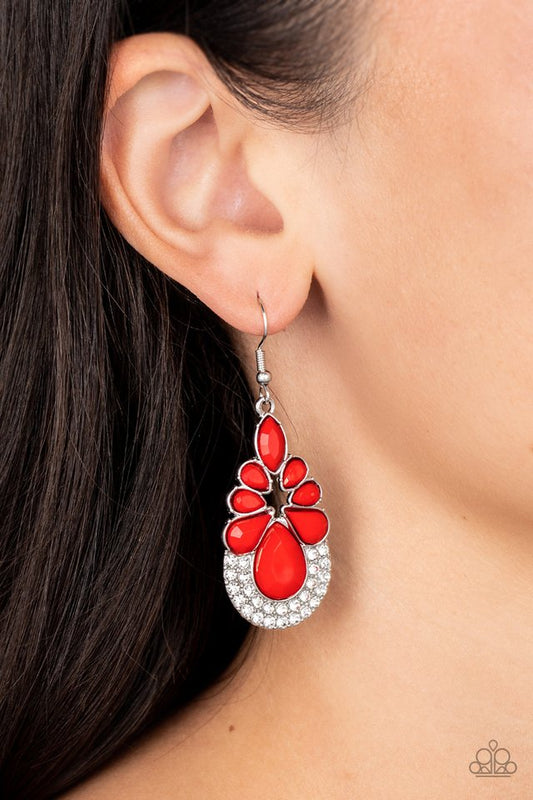 Beachfront Formal - Red - Paparazzi Earring Image