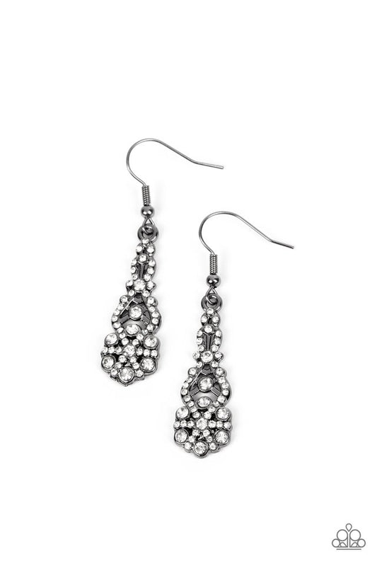 GLITZY on All Counts - Black - Paparazzi Earring Image