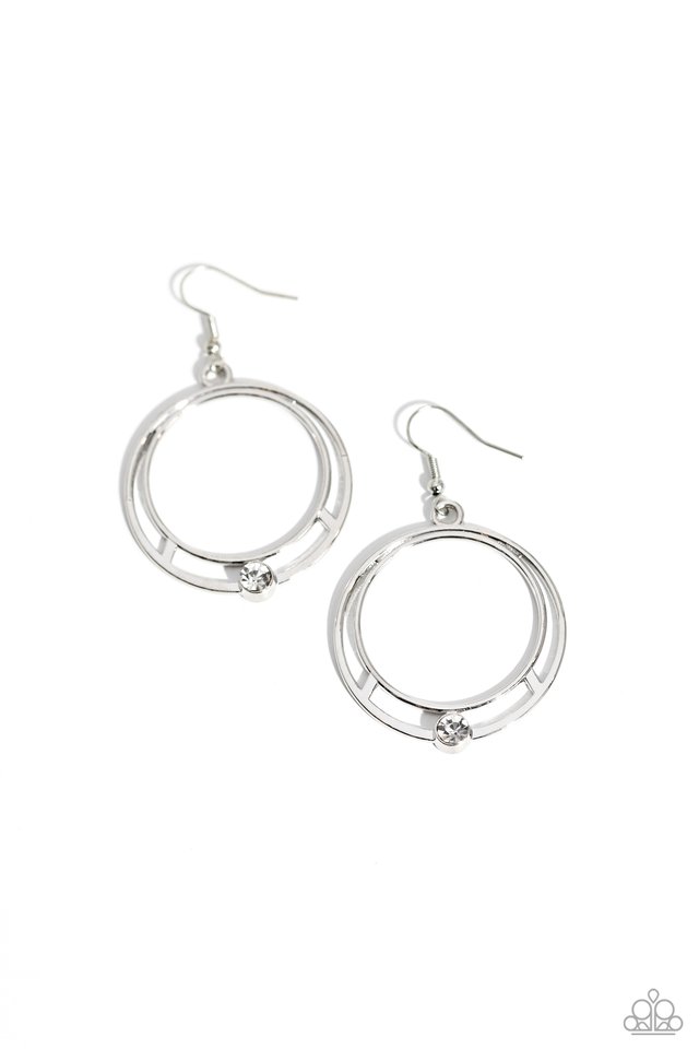 Refined Rotation - White - Paparazzi Earring Image