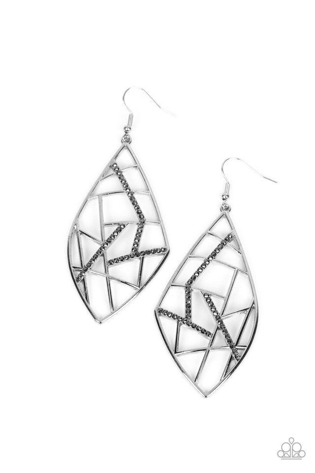 Geo Grid - Silver - Paparazzi Earring Image