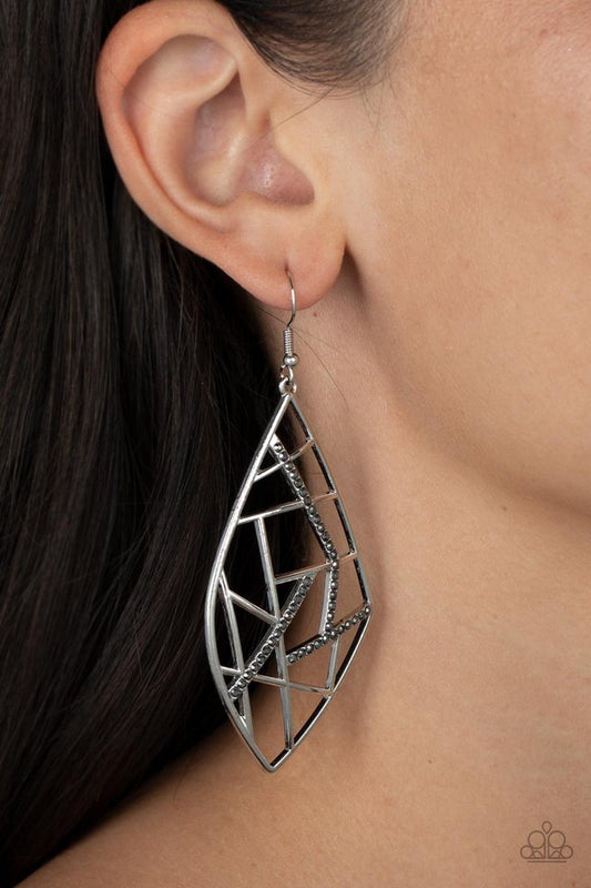 Geo Grid - Silver - Paparazzi Earring Image