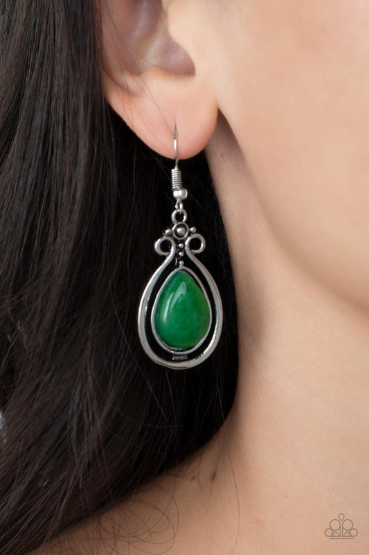 Mountain Mantra - Green - Paparazzi Earring Image