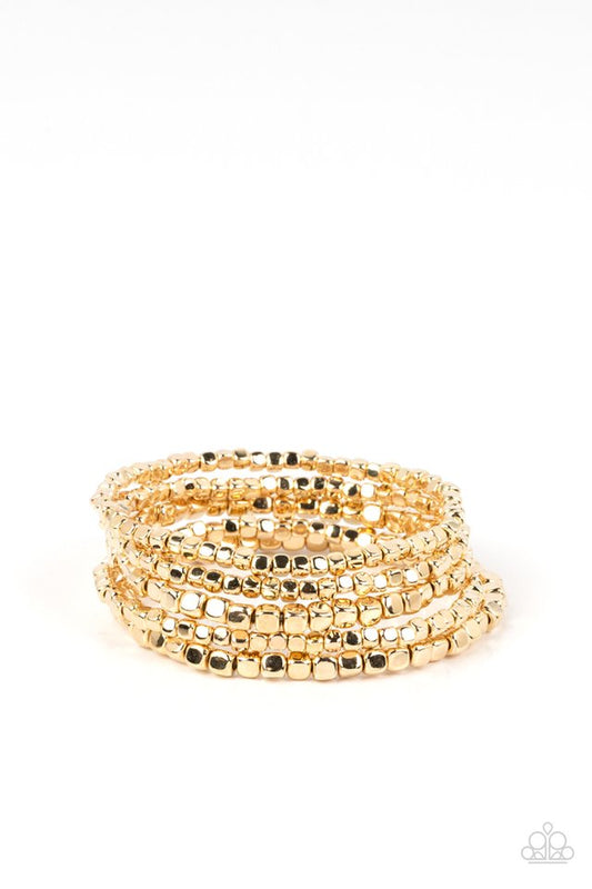 Right on CUBE - Gold - Paparazzi Bracelet Image