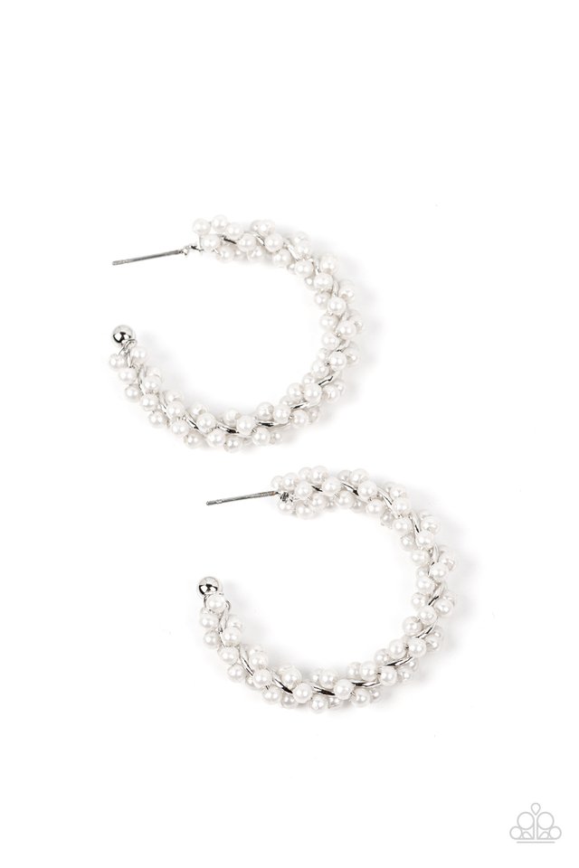 Yacht Royale - White - Paparazzi Earring Image