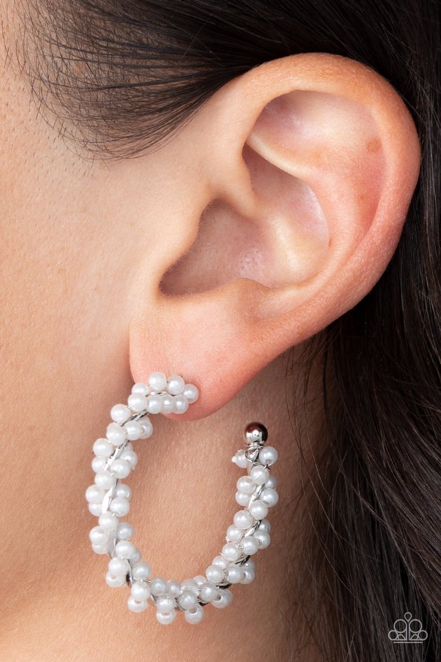 Yacht Royale - White - Paparazzi Earring Image