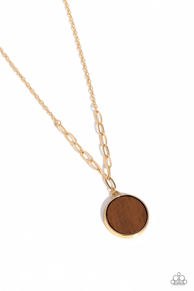 WOODn't Dream of It - Gold - Brown Wooden Disc Paparazzi Short Necklac – 5  Dollar Frosting