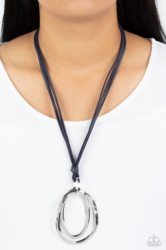 Long OVAL-due - Blue - Paparazzi Necklace Image