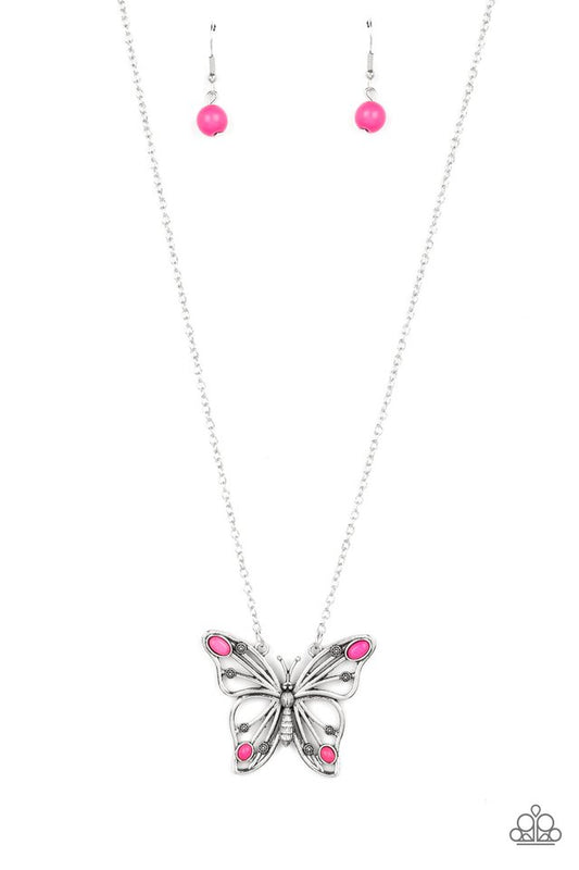 Badlands Butterfly - Pink - Paparazzi Necklace Image