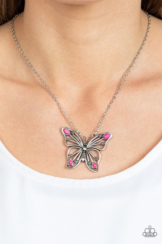 Badlands Butterfly - Pink - Paparazzi Necklace Image