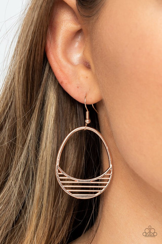 Segmented Shimmer - Rose Gold - Paparazzi Earring Image