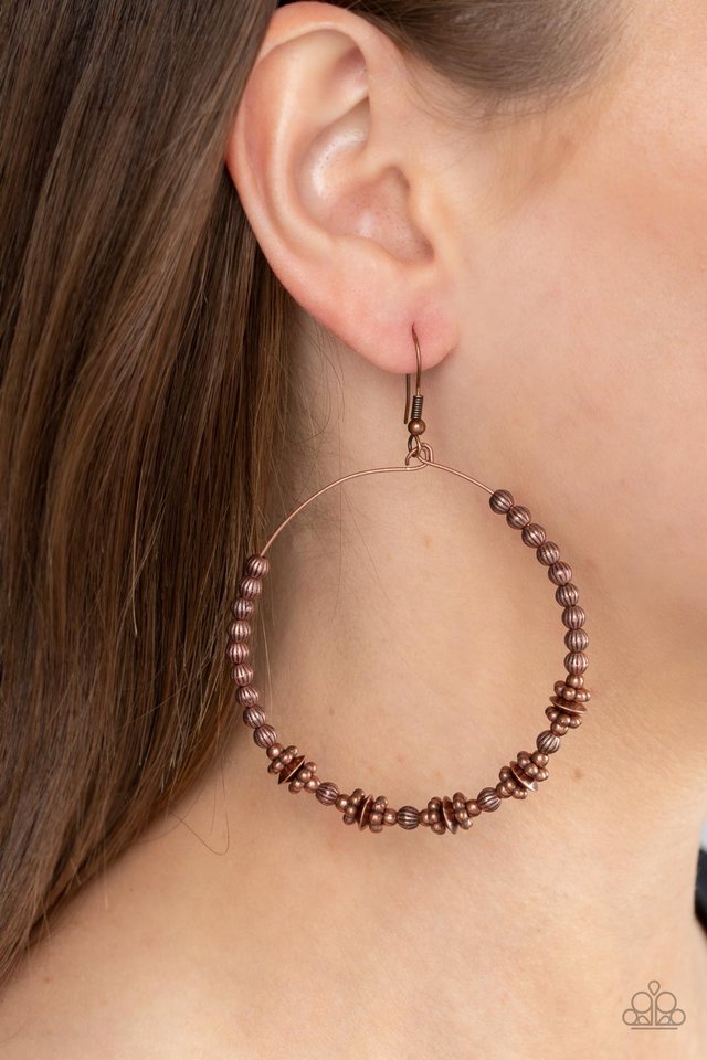 Simple Synchrony - Copper - Paparazzi Earring Image
