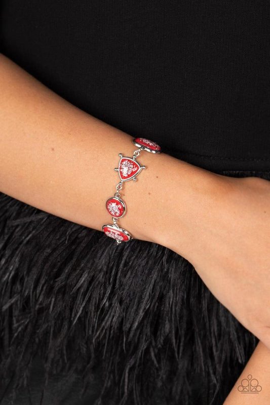 Speckled Shimmer - Red - Paparazzi Bracelet Image