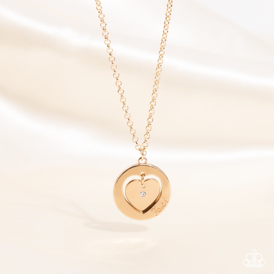 Heart Full of Faith - Gold - Paparazzi Necklace Image