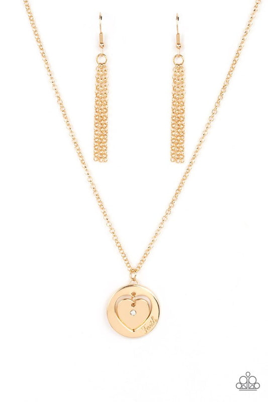 Heart Full of Faith - Gold - Paparazzi Necklace Image