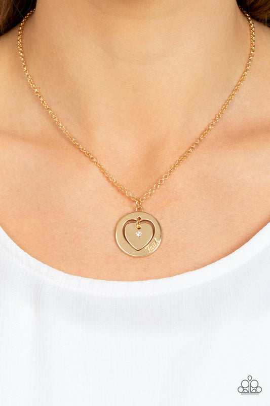 Heart Full of Faith - Gold - Paparazzi Necklace Image