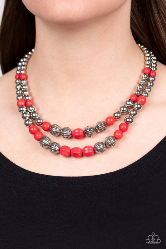 Country Road Trip - Red - Paparazzi Necklace Image