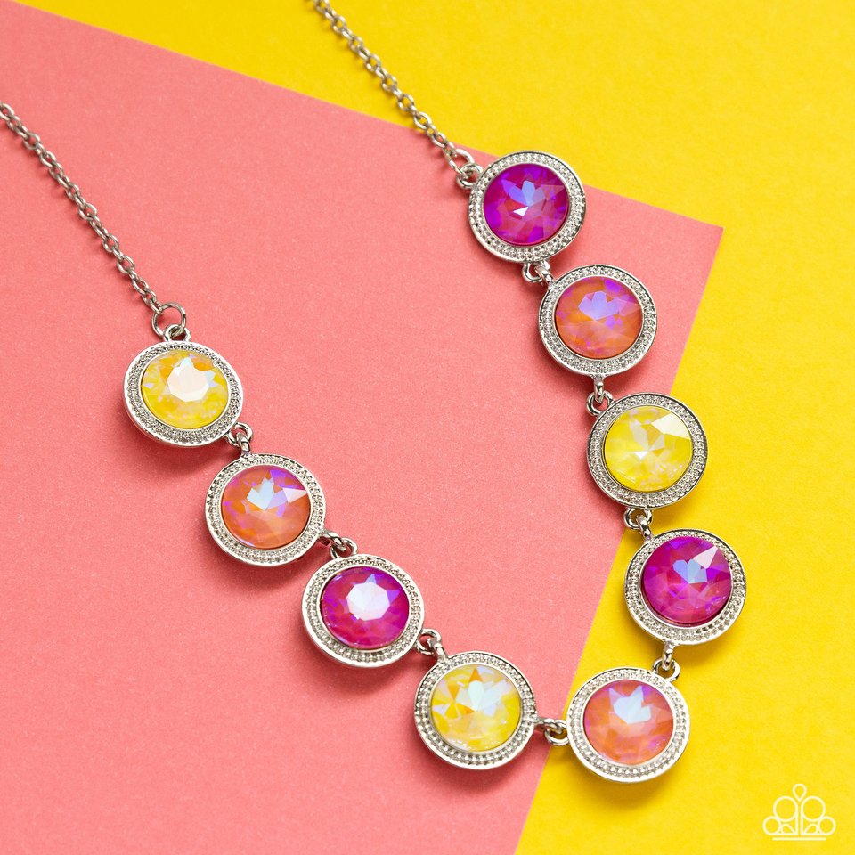 Queen of the Cosmos - Yellow - Paparazzi Necklace Image