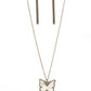Gives Me Butterflies - Brass - Paparazzi Necklace Image