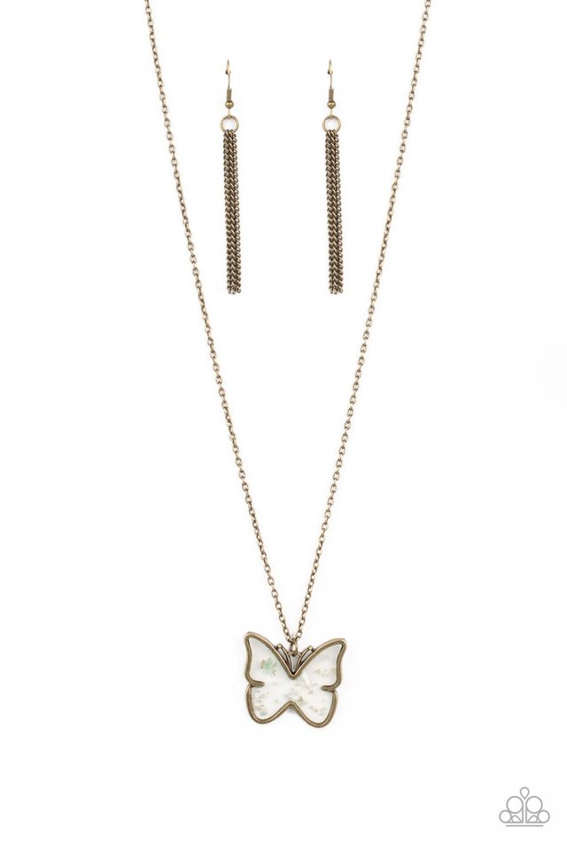 Gives Me Butterflies - Brass - Paparazzi Necklace Image