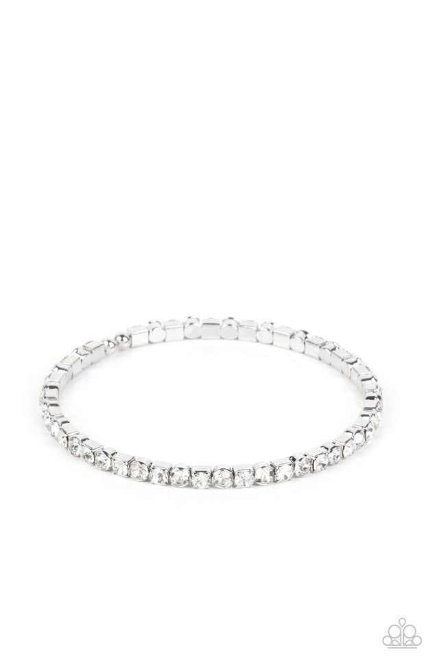 Rhinestone Spell - White - Paparazzi Bracelet Image