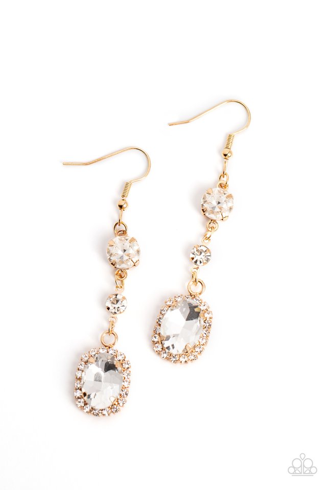 Glass Slipper Sparkle - Gold - Paparazzi Earring Image