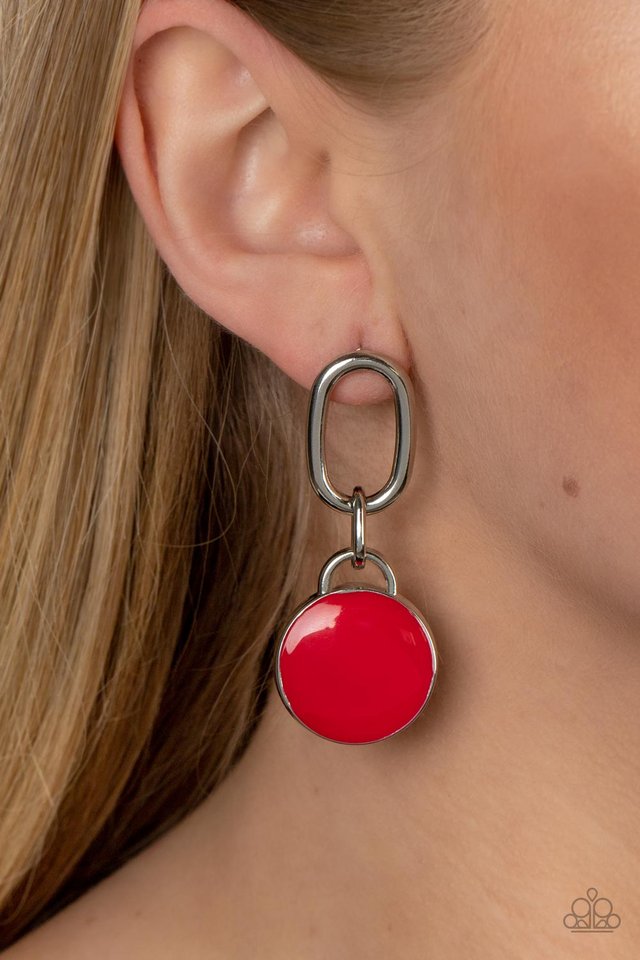 Drop a TINT - Red - Paparazzi Earring Image