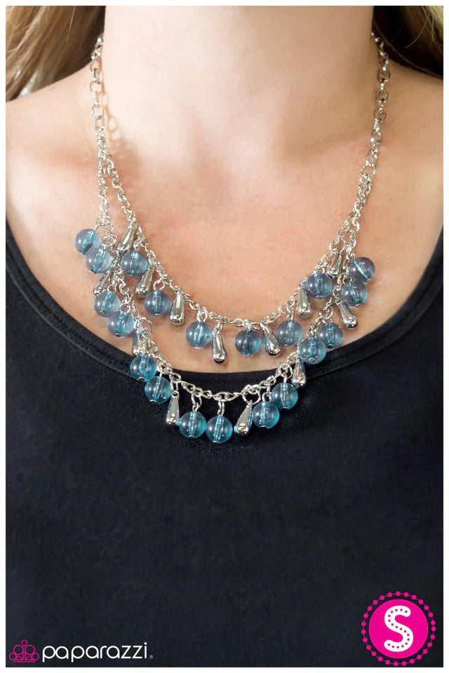 Paparazzi Necklace ~ Stop, Drop, and Roll - Blue