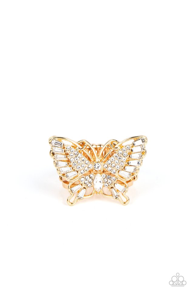 Fearless Flutter - Gold - Paparazzi Ring Image