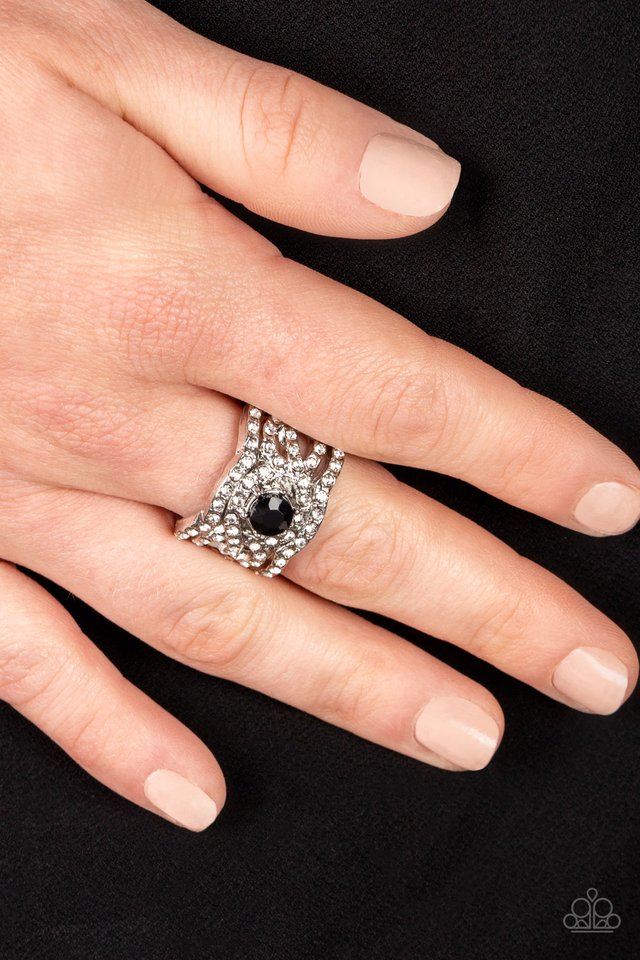 Doting on Dazzle - Black - Paparazzi Ring Image