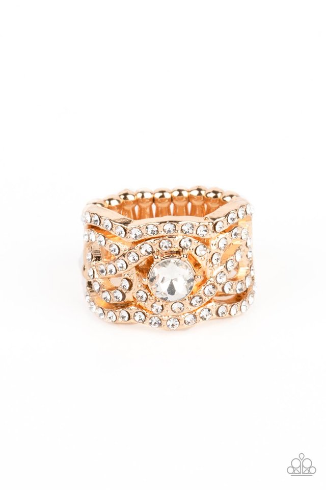 Doting on Dazzle - Gold - Paparazzi Ring Image