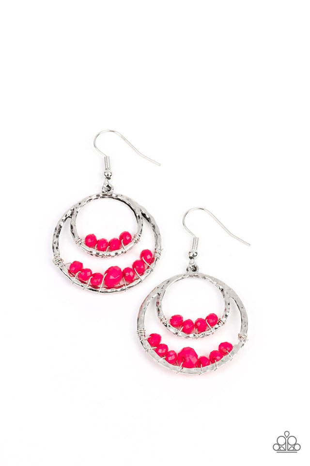 Bustling Beads - Pink - Paparazzi Earring Image