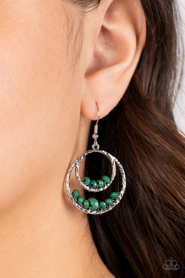 Bustling Beads - Green - Paparazzi Earring Image